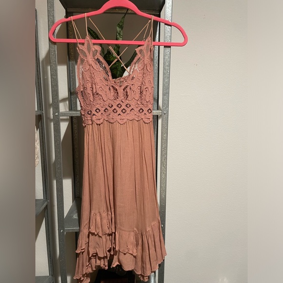 Free People Adela slip mini dress crochet lace light pink - Picture 3 of 5
